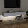 TV Cabinets with LED Lights 2 pcs White and Sonoma Oak 60x35 cm