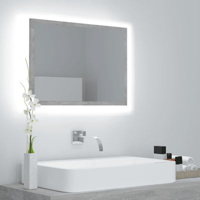 alt="LED Bathroom Mirror Concrete Grey 60x8.5x37 cm Chipboard""