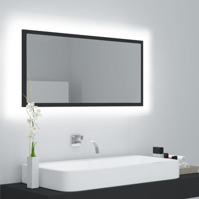 alt="LED Bathroom Mirror Grey 90x8.5x37 cm Chipboard"