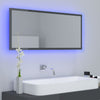LED Bathroom Mirror High Gloss Grey 100x8.5x37 cm Chipboard