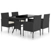 alt="5 Piece Garden Dining Set Poly Rattan Black"