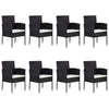 9 Piece Garden Dining Set Poly Rattan Black
