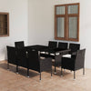 alt="9 Piece Garden Dining Set Poly Rattan Black"