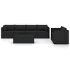 7 Piece Garden Lounge Set with Cushions Poly Rattan Black