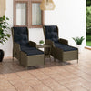 alt="3 Piece Garden Lounge Set with Cushions Poly Rattan Brown""