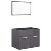 2 Piece Bathroom Furniture Set High Gloss Grey Chipboard