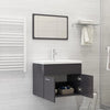 2 Piece Bathroom Furniture Set High Gloss Grey Chipboard