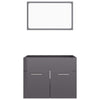 2 Piece Bathroom Furniture Set High Gloss Grey Chipboard