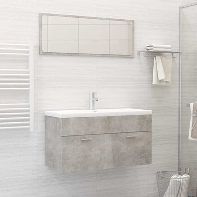 alt="2 Piece Bathroom Furniture Set Concrete Grey Chipboard""