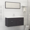 alt="2 Piece Bathroom Furniture Set Grey Chipboard"