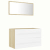 2 Piece Bathroom Furniture Set White and Sonoma Oak Chipboard