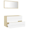2 Piece Bathroom Furniture Set White and Sonoma Oak Chipboard
