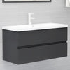 2 Piece Bathroom Furniture Set Grey Chipboard