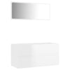 2 Piece Bathroom Furniture Set High Gloss White Chipboard
