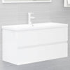 2 Piece Bathroom Furniture Set High Gloss White Chipboard