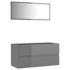 2 Piece Bathroom Furniture Set High Gloss Grey Chipboard