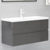 2 Piece Bathroom Furniture Set High Gloss Grey Chipboard
