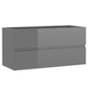 2 Piece Bathroom Furniture Set High Gloss Grey Chipboard
