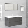 alt="2 Piece Bathroom Furniture Set High Gloss Grey Chipboard"