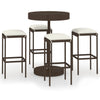 5 Piece Garden Bar Set with Cushions Poly Rattan Brown