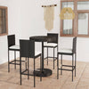 alt="5 Piece Garden Bar Set with Cushions Poly Rattan Black"