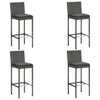 5 Piece Garden Bar Set with Cushions Poly Rattan Grey