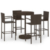 alt="5 Piece Garden Bar Set Poly Rattan Brown"