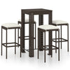 5 Piece Garden Bar Set with Cushions Poly Rattan Brown