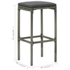 7 Piece Garden Bar Set with Cushions Poly Rattan Grey