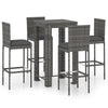 5 Piece Outdoor Bar Set with Cushions Poly Rattan Grey
