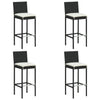 5 Piece Outdoor Bar Set with Cushions Poly Rattan Black