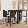 alt="7 Piece Outdoor Bar Set with Cushions Poly Rattan Black"