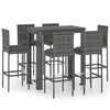 7 Piece Outdoor Bar Set with Cushions Poly Rattan Grey