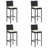 5 Piece Garden Bar Set with Cushions Black