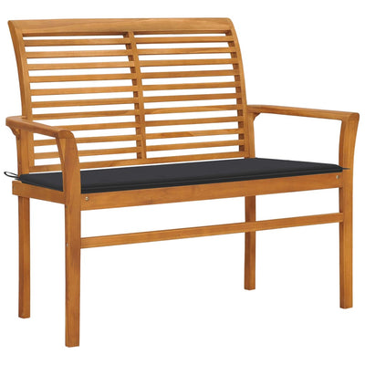 alt="Garden Bench with Anthracite Cushion 112 cm Solid Teak Wood"