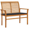 alt="Garden Bench with Anthracite Cushion 112 cm Solid Teak Wood"