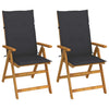 alt="Garden Reclining Chairs 2 pcs with Cushions Solid Acacia Wood""