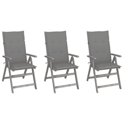 alt="Garden Reclining Chairs 3 pcs with Cushions Solid Acacia Wood""