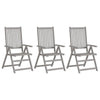 Garden Reclining Chairs 3 pcs with Cushions Solid Acacia Wood