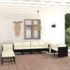 alt="10 Piece Garden Lounge Set with Cushions Poly Rattan Black""
