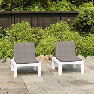 alt="Garden Lounge Chairs with Cushions 2 pcs Plastic White"