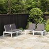 alt="Garden Lounge Benches with Cushions 2 pcs Plastic White"