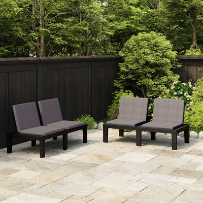 alt="Garden Lounge Benches with Cushions 2 pcs Plastic Grey""