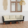 alt="3-Seater Garden Sofa with Cushions Black Poly Rattan"