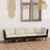 alt="4-Seater Garden Sofa with Cushions Black Poly Rattan"
