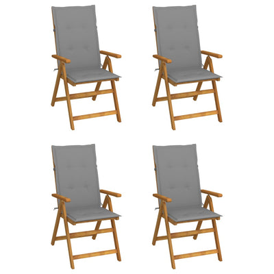 alt="Garden Reclining Chairs 4 pcs with Cushions Solid Acacia Wood"