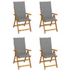 alt="Garden Reclining Chairs 4 pcs with Cushions Solid Acacia Wood"