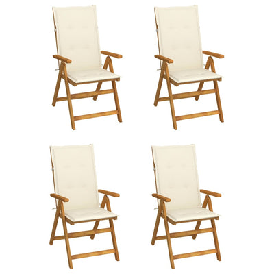alt="Garden Reclining Chairs 4 pcs with Cushions Solid Acacia Wood"