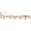 alt="3 Piece Garden Lounge Set with Cream Cushions Teak Wood""
