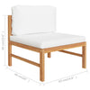 2 Piece Garden Lounge Set with Cream Cushions Teak Wood